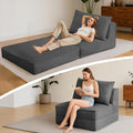 Folding Sofa Bed Convertible Sleeper Chair with PillowCorduroy Comfy Floor Futon for Living Room BedroomModern Accent Reading ChairNo Assembly RequiredGrey