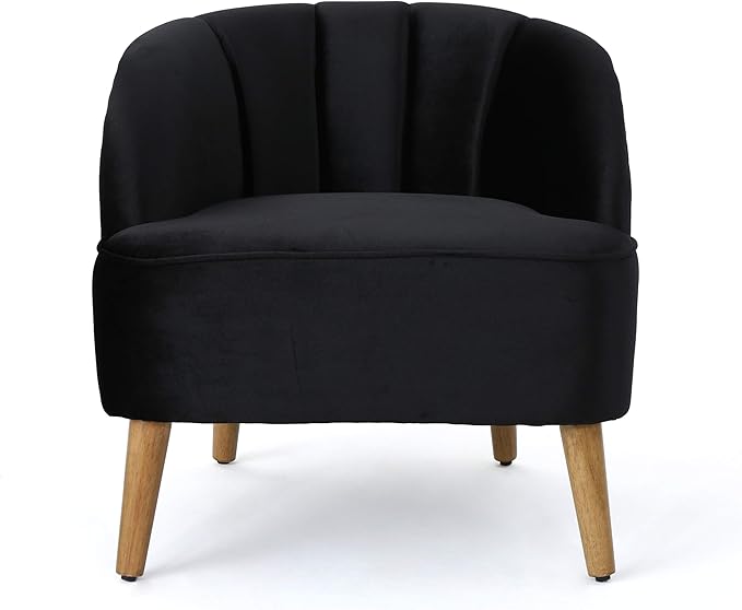 Christopher Knight Home Amaia Modern Velvet Club Chairs 2-Pcs Set Black / Walnut