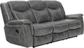 Coaster Home Furnishings - Conrad - Fabric - Upholstered Motion Reclining Sofa with Power Outlet Padded Headrests and Wall Hugger Design - Living Room - Grey - 650354