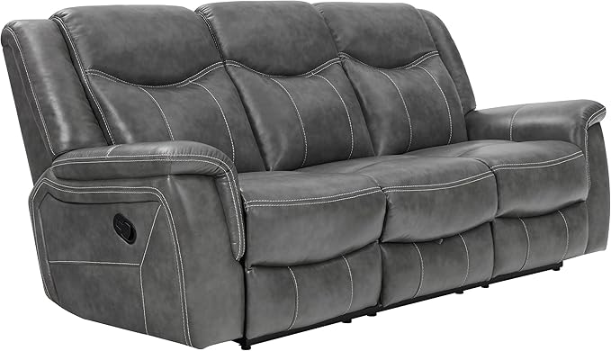 Coaster Home Furnishings - Conrad - Fabric - Upholstered Motion Reclining Sofa with Power Outlet Padded Headrests and Wall Hugger Design - Living Room - Grey - 650354