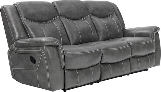 Coaster Home Furnishings - Conrad - Fabric - Upholstered Motion Reclining Sofa with Power Outlet Padded Headrests and Wall Hugger Design - Living Room - Grey - 650354