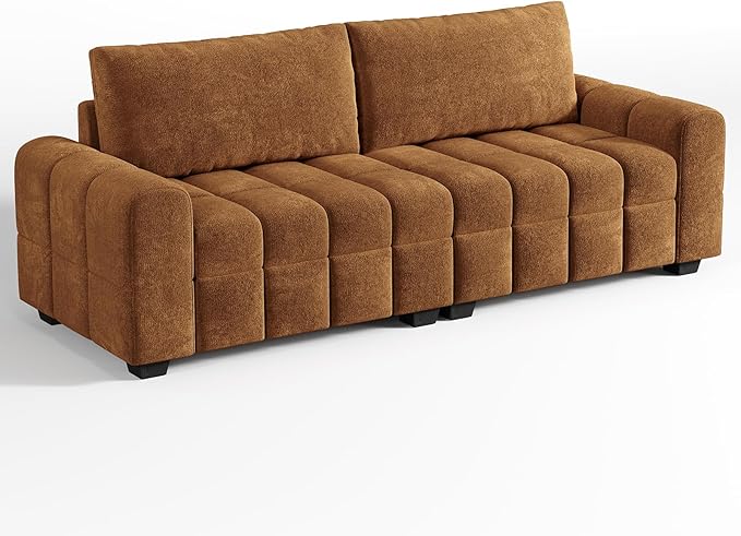 ONBRILL 82 Loveseat Sofa Modern Chenille Sofa Couch for Living Room Pull Point Seat Cushion Easy Assembly Comfy Love Seat for Small Spaces Bedroom Apartment Orange