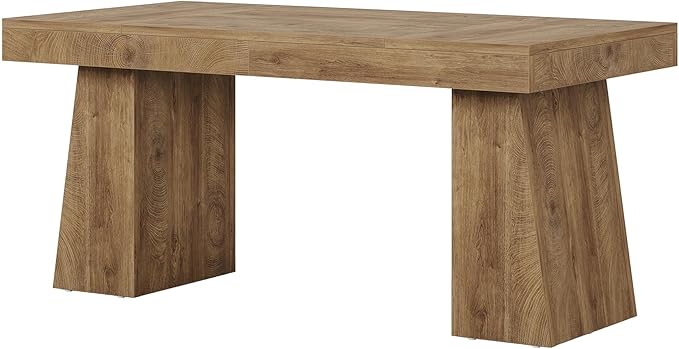 Tribesigns 55 Inches Executive Desk Mid-Century Modern Home Office Desk Wood Computer Table Business Workstation Small Conference Table Light Brown