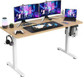 Soohow Electric Standing Desk 55 * 24 Inches Adjustable Computer Gaming Desk Stand up Office Desk for Home Office Bedroom Splice Board Natural and White