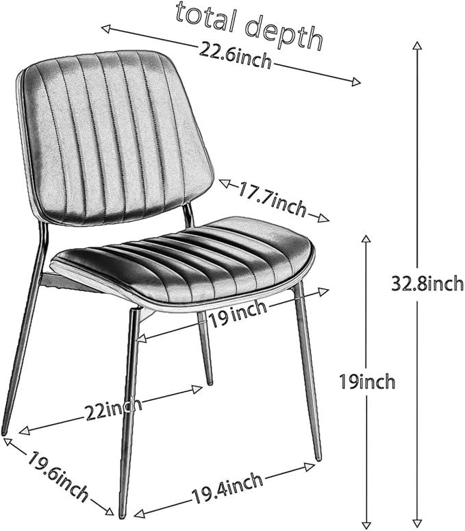 Dining Chairs Set of 2 Mid Century Modern Retro Faux Leather Chair with Walnut Bentwood Back Upholstered Seat Metal Legs Adjustable Foot for Kitchen Dining Room Chairs (Black)