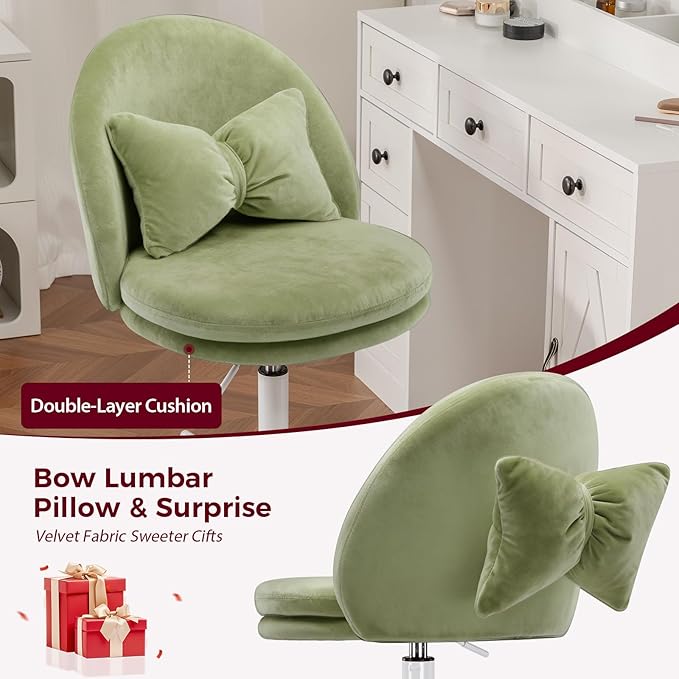 COMHOMA Vanity Chair with Velvet Fabric Small Tall Armless Chair with Back Cute Candy Chair for Girls Gift Living Room/Makeup Room/Bedroom/Kitchen (Height Use: Adjustable from Desk to Bar Height)