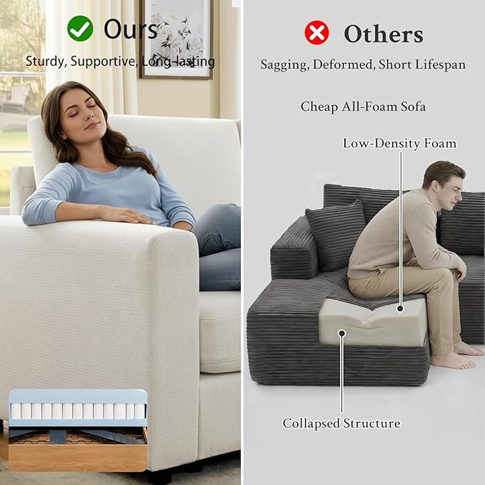 100” L-Shaped Couch with Reversible Chaise Chenille Modular Sectional Sofa 4-Seater Corner Couch for Living Room Apartment Beige