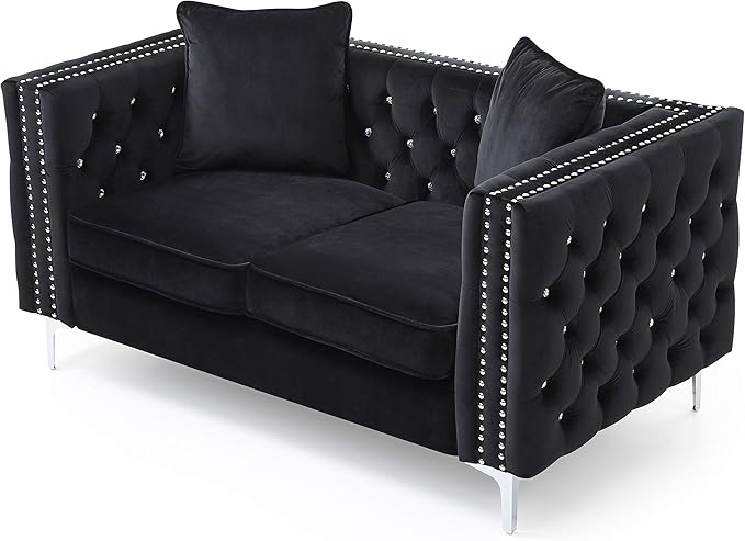 Glory Furniture Paige Love Seat Black. Living Room Furniture 30 H x 63 W x 34 D