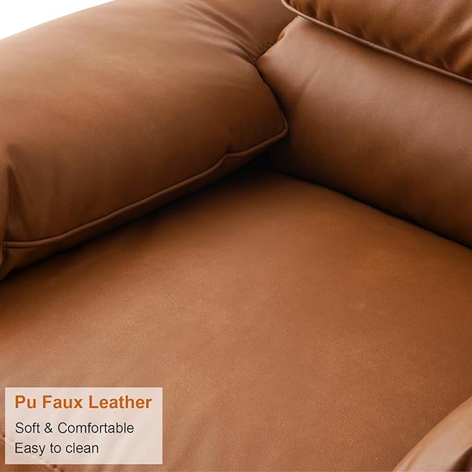 95 3-Seater PU Faux Leather Couch Modular Sectional Sofa Oversized Mid-Century Modern Comfy Couches with Extra Deep Seats Wide Arm for Living RoomOffices Apartments Easy to Assemble Brown | PU Fa