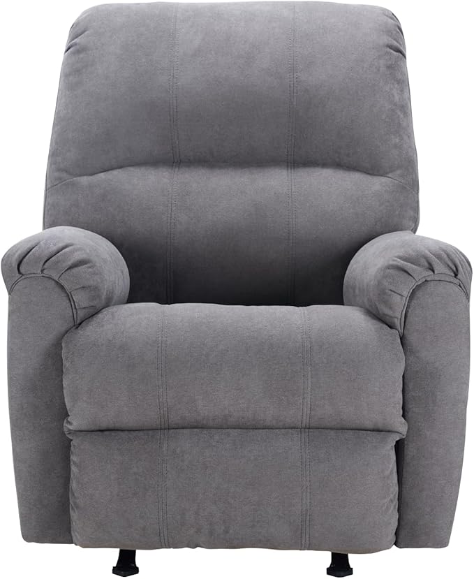 CANMOV Rocker Recliner Chair for AdultsManual Recliner Chair with Overstuffed Backrest and Armrests Soft Fabric Manual Rocking Reclining Sofa for Living RoomGrey
