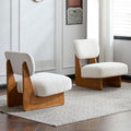 Beige Accent Chair Set of 2 for Small Spaces Armless Accent Chair for Bedroom Side Chairs &amp Comfy Chairs for Living Room Wood Base Comfy Cushion Bedroom Office (Beige+Natural)