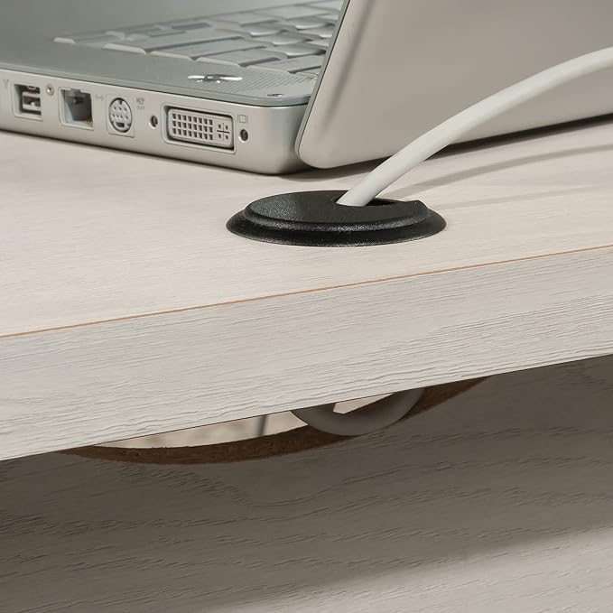 Sauder Summit Station L-Shaped Corner Home Office Desk with Drawer and Open Storage Shelf in Glacier Oak