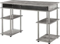 Convenience Concepts Designs2Go No Tools Desk Home Office Desk with Shelves Corner Shelf Vanity Desk Computer Desk Nail Table for Nail Tech - 47.25 L x 15.75 W x 30 H Faux Birch