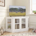 Panana Corner TV Stand - 47 Inch Media Console with 4 Doors and Shelves Living Room Storage for TVs up to 51 Inch (White)