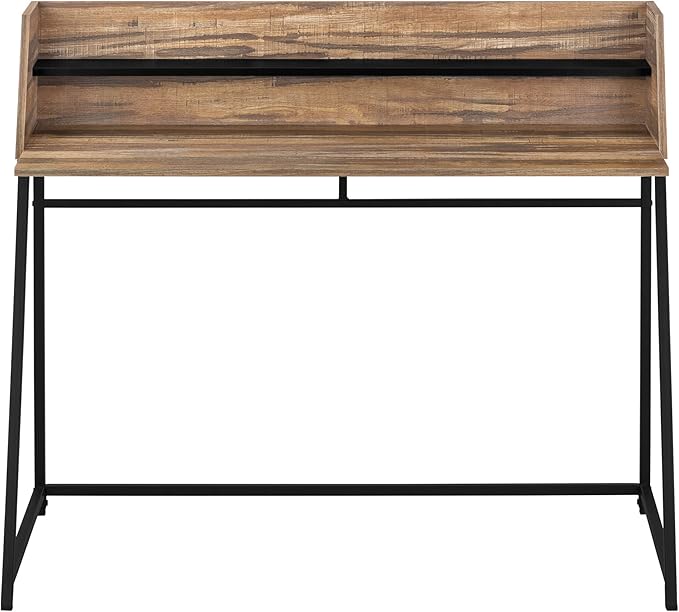 Computer Desk Home Office Laptop Storage Shelves 48 l Work Brown Laminate Black Metal Contemporary Modern TF517