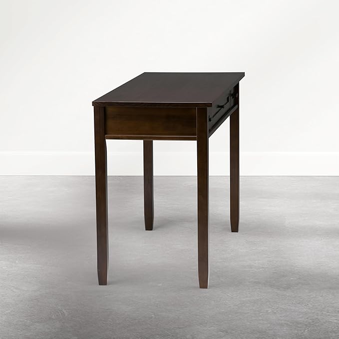 SIMPLIHOME Warm Shaker Desk - 48 Inch Wide Solid Wood Writing Desk in Mocha Brown Transitional Home Office Computer Table for Workspace or Study with Flip-Down Keyboard Tray and 2 Drawers
