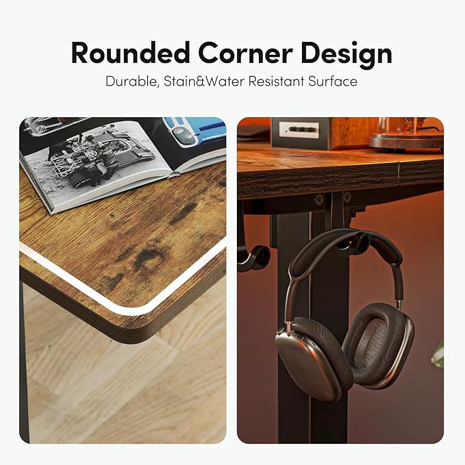BANTI 55x24 Inches Electric Standing Desk with Drawer Adjustable Height Sit Stand Desk Stand Up Home Office Desk Ergonomic Computer Desk Rustic Brown