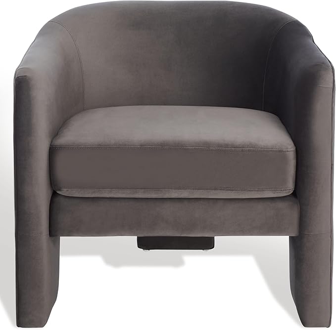 SAFAVIEH Couture Collection Londyn Mid-Century Modern Dark Brown Velvet Upholstered Accent Chair (Fully Assembled)
