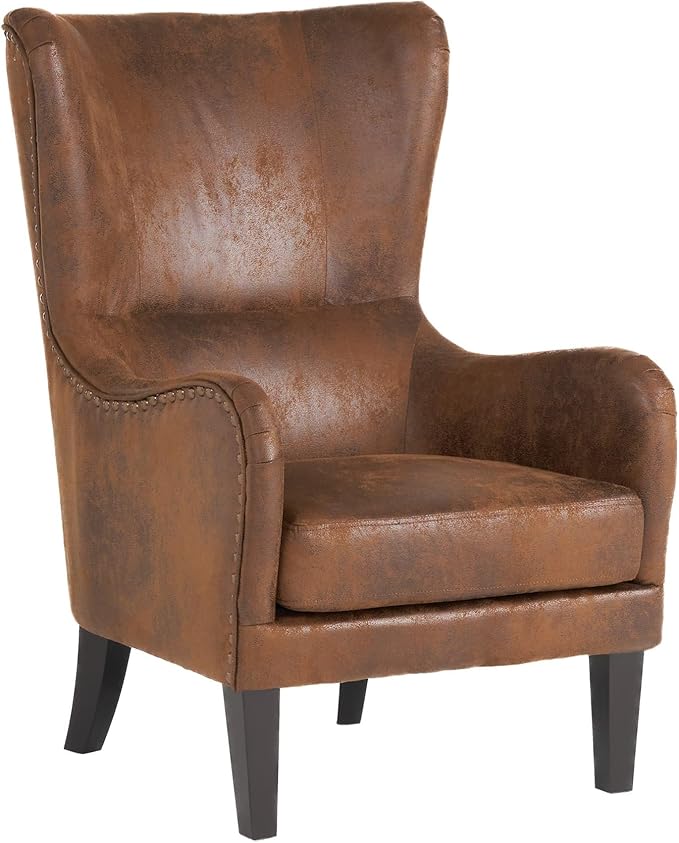 2 Piece Mid-Century Modern Accent Chairs 27 Wide Wingback Club Chair Set of 2 with Nailhead Trim Fabric Reading Living Room Side ChairSingle Armchair Sofa