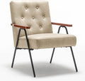 UNICOO - Modern Accent Chairs Mid-Century Armchair Living Room Chairs Leisure Chair with Metal Legs Reception Side Chairs (ZKL-222K-Beige)