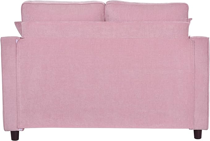 Merax 55 Modern Chaise Lounge Sofa Bed Chenille Upholstered Couch with Tufted Seat and Removable &amp Adjustable Pillows for Living Room Pink