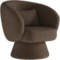 Swivel Accent Chair Modern Upholstered Barrel Chair with 360° Swivel Soft Teddy Fabric &amp Extra Lumbar Pillow Stylish Round Accent Chair for Living Room Bedroom Nursery – Brown1PC