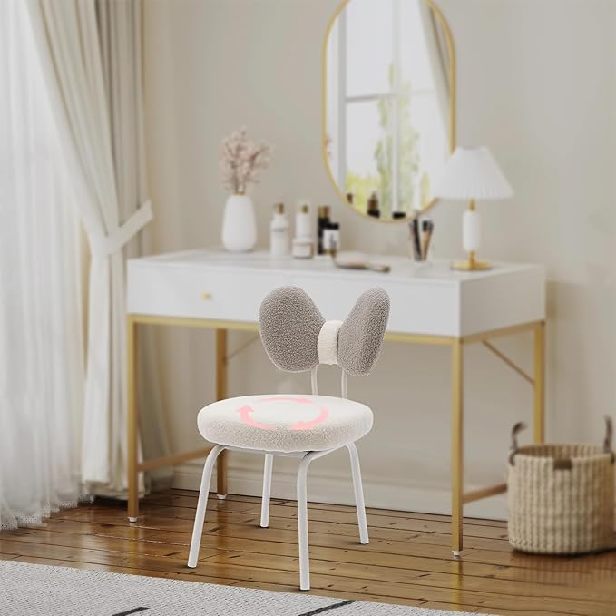 Makeup Vanity Chair Velvet Vanity Stool with Back Armless Vanity Chair for Makeup Room Dressing Chair Side Table Seat Lounge Dresser Chair for Bedroom Home Living Room