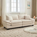 Modern 84 Corduroy Loveseat Sofa Ultra-Comfy Couch with 2 Pillows for Apartment Living Room Bedroom Home Office (Beige)