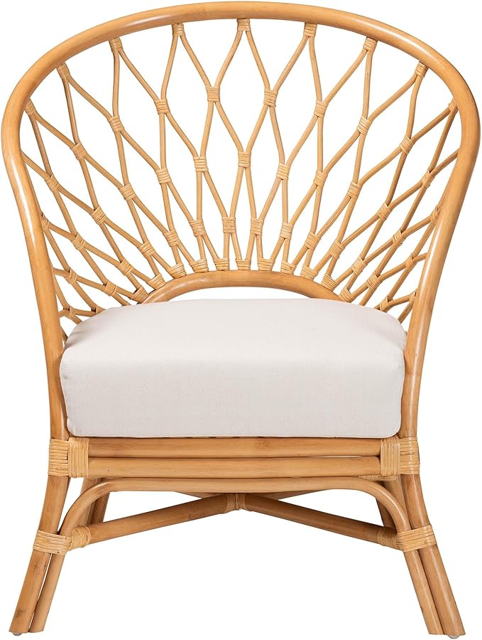 bali &amp pari Emmeline Bohemian Honey Rattan Accent Chair