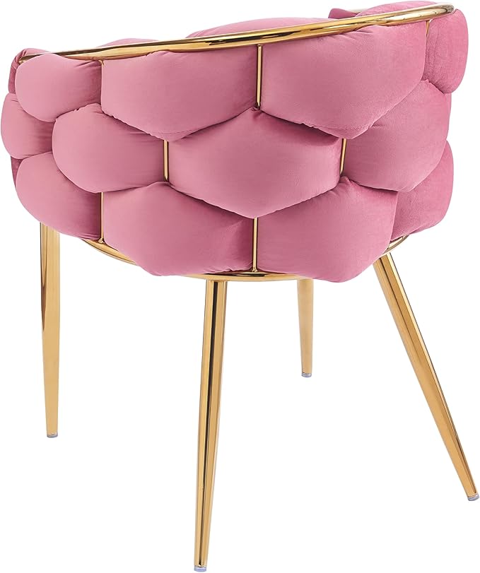 Christopher Knight Home Middlemist Barrel Accent Chairs Luxury Velvet Armchairs Modern Upholstered Chairs with Gold Legs Knitting Process for Living Room Home Rest Home Office(Set of 2) Pink
