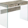 Convenience Concepts SoHo 1 Drawer Glass 36 inch Desk Faux Birch/Glass