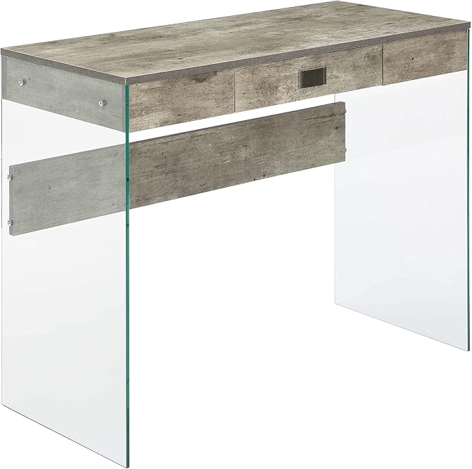 Convenience Concepts SoHo 1 Drawer Glass 36 inch Desk Faux Birch/Glass