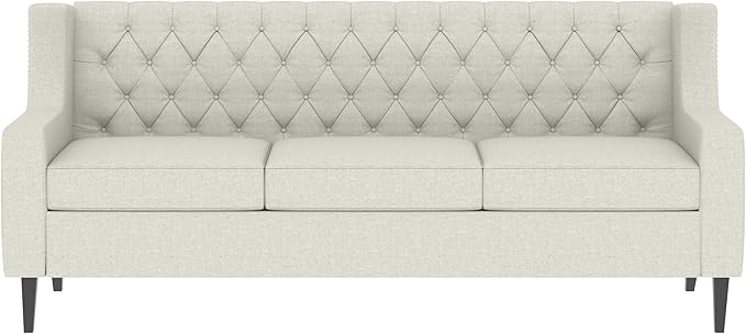 GDFStudio 78.75 3-Seater Sofa Button Tufted Backrest Big Comfy Couch with Plush Cushions Mid Century Modern Couches Home Living Room Sofa Upholstered Sofas &amp Couches for Apartment Bedroom Bei