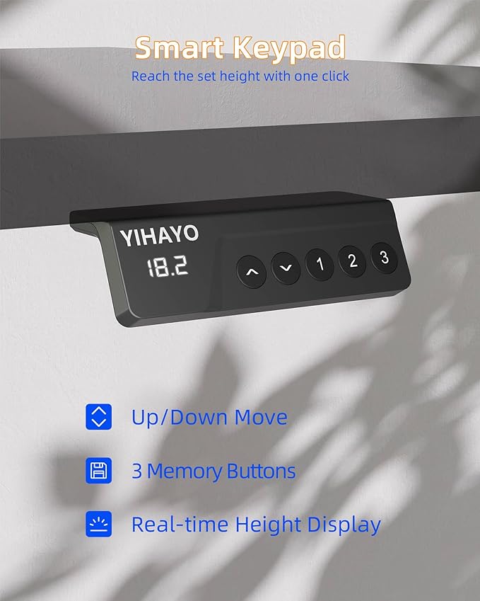 YIHAYO Low Height Adjustable Desk Lifts 18.1-28.3 Inches Electric Standing Desk for Short People 48 x 24 Inches Computer Table with Splice Board for Home Office White