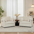 Accent Chair Set of 2 Living Room Chairs in Corduroy FabricReading Chair Sofa couches for Apartment Bedroom and Small Spaces. (Beige 2 Chairs)