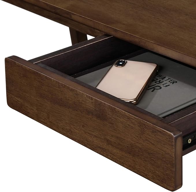 Finch Darren Home Office Desk with Drawer Mid Century Accent Desk 43 Inch Wide Simple Modern Study Table Walnut Brown