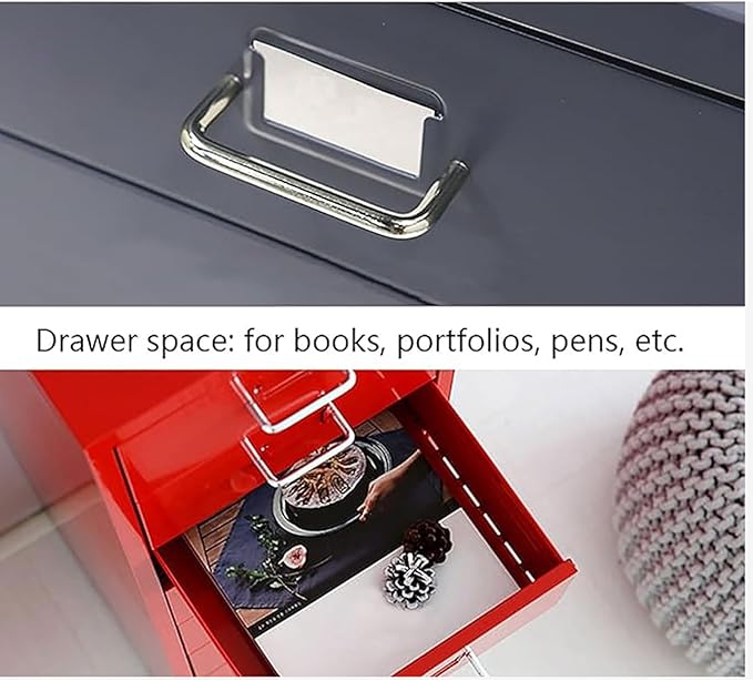 Aimeryup with Wheel 5-Tier File Cabinet Metal Clip Drawer Storage Desk Cabinet Office Study Bedside 41X28X69CM(Size:28X41X69CMColor:A)