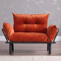 49 Mini Couch with Mattress Included Small Loveseat Sofa Chair for Small Space Oversized Accent Chair and a Half Metal Frame (Orange)