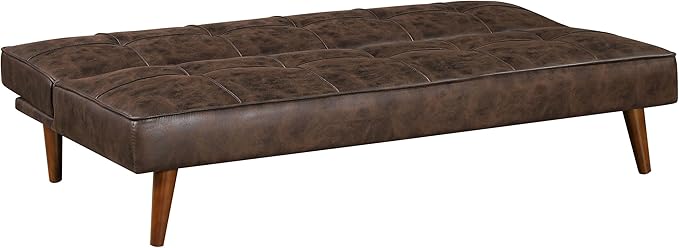 Coaster Home Furnishings - Jenson - Faux Leather Upholstered Sofa Bed with Biscuit Tufted and Flat-Laying Back - Transitional - Living Room - Dark Coffee - 360237