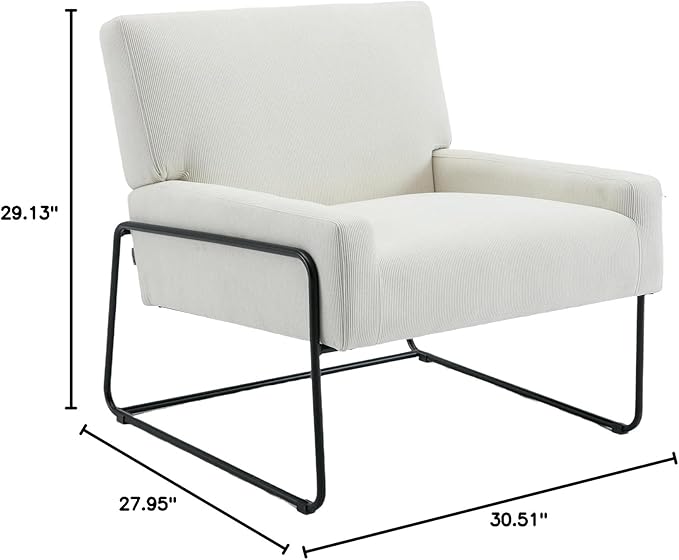 Accent Chair - Modern Industrial Slant Armchair with Metal Frame - Premium High Density Soft Single Chair for Living Room Bedroom