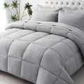 JOLLYVOGUE King Comforter Set Ultra-Soft Bed in a Bag King Size 7 Pieces Oeko-TEX Certified Bedding Set with Down Alternative Comforter Sheets Pillowcases &amp Shams Light Grey