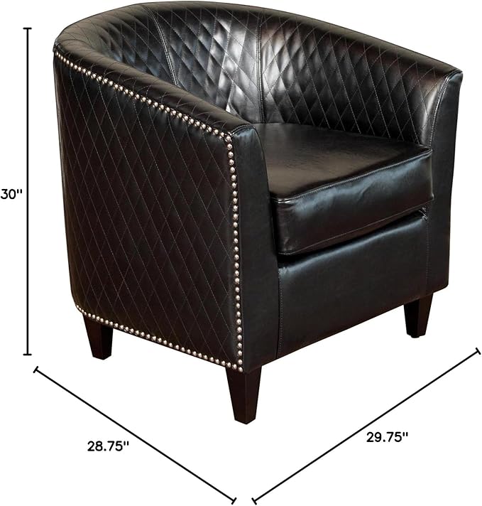 Christopher Knight Home Mia Bonded Leather Quilted Club Chair Black