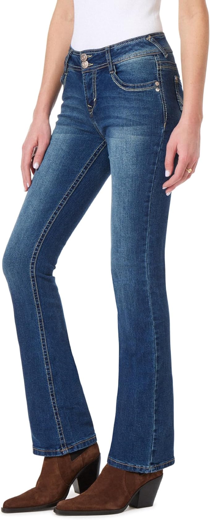WallFlower Luscious Curvy Bootcut Jeans for Women Mid-Rise Insta Stretch Denim Size-Inclusive Juniors Jeans