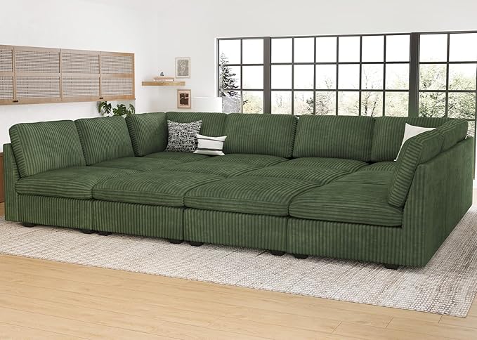 Belffin Armrest for Modular Sectional Sofa Modular Couch Armrest Part for Corduroy Sectional Couch Green