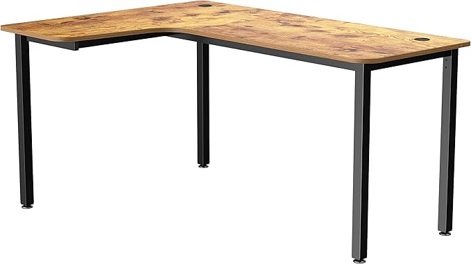 It's_Organized L-Shaped Computer Desk 61 Corner Computer Desk Office Study Writing Desk Home Gaming Desk with Large Mouse Pad &amp Cable Management Space-Saving Easy Assembly Rustic Brown/Left