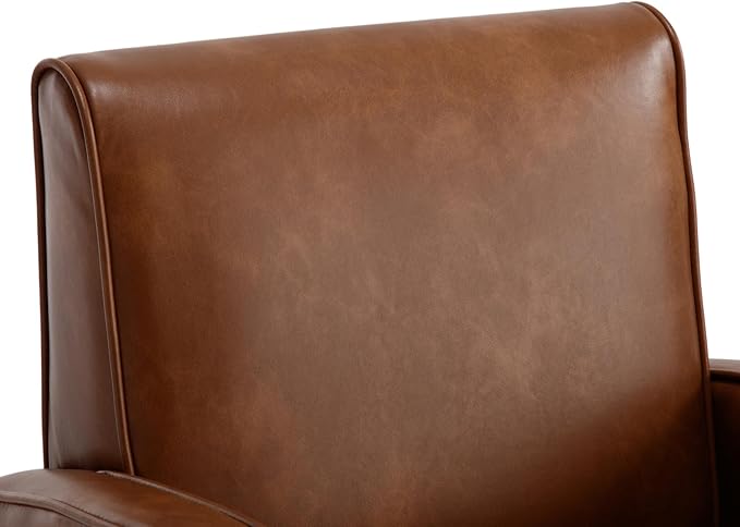 VESCASA Upholstered Accent Chair with Wood Legs PU Faux Leather Comfy Single Sofa with Curve Arms Modern Side Club Leisure Chair for Reading/Living Room/Bedroom Brown