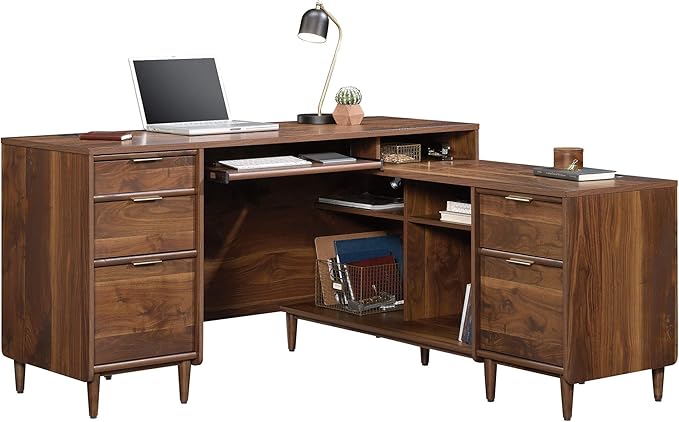 Sauder Clifford Place L-Desk L: 59.06 x W: 53.54 x H: 30.2 in Grand Walnut finish