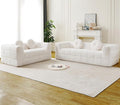 2 Pieces Cloud Couch Set for Living Room 66.5-inch and 84.6-inch Modern Comfy Upholstered Deep Seat Faux Fur Boneless Sofa and Loveseat Set with 2 Pillows for Living Room Bedroom Office Beige