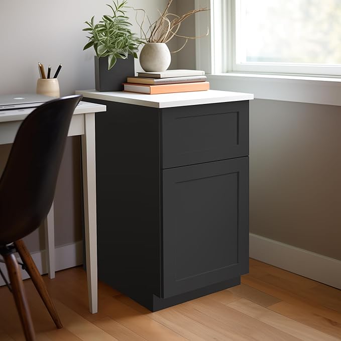 RTA Solid Wood File Drawer Cabinet Filing Cabinet Under Desk with 2 Drawers Fit Legal/Letter/Folders Sizes for Office and Study Room (Charcoal Black 18 W × 21 D × 29.5 H)