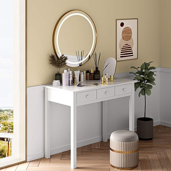 ADORNEVE Writing Desk with 7 Drawers Home Office Desk with Hutch Student Desk Study Table Small White Desks Solid Pine Wood Legs